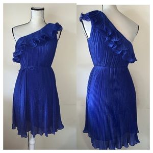 Chelsea & Violet One-Shoulder Blue Ruffle Dress S